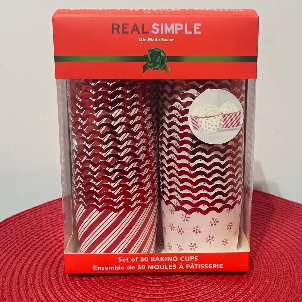 Real Simple Baking Cups Red and White 50 pieces NWT